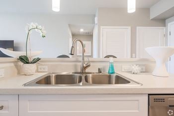 Quartz countertops throughout